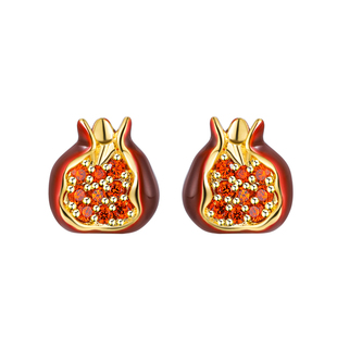 【巷南】999银安可拉红石榴耳钉2026马过年耳环新年本命年女耳饰