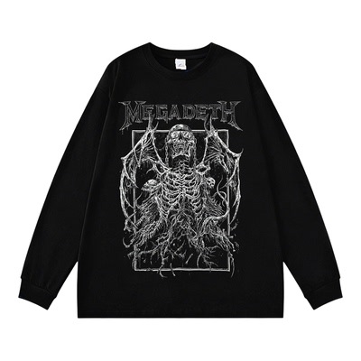 MEGADETH乐队周边摇滚印花数码直喷纯棉长袖T恤男女款上衣春秋冬