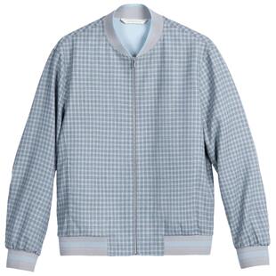 劲霸男装春季时尚小格纹羊毛棒球领茄克外套┃HKDE1165