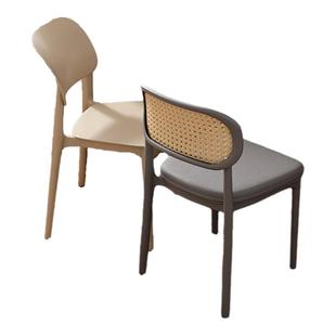 塑料椅子家用加厚餐厅餐桌椅久坐舒服北欧藤编现代简约凳子靠背椅