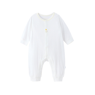 米乐熊婴儿衣服宝宝春秋新款莫代尔长袖哈衣爬服婴幼儿外出连体衣