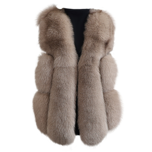 狐狸毛毛马甲女背心2025秋冬减龄拼接绵羊皮真整皮草坎肩外套大衣
