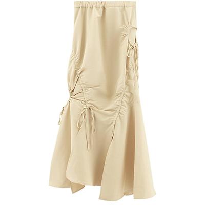 SLY 夏季不规则解构抽褶鱼尾长款半身裙女030GSA31-2690