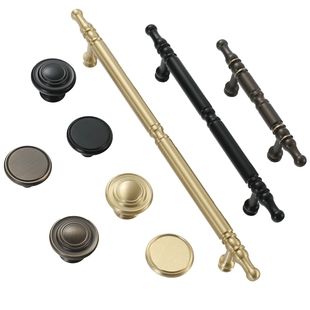 法式纯铜柜门拉手古铜色简约北欧实木衣柜橱柜抽屉柜子门把手黄铜