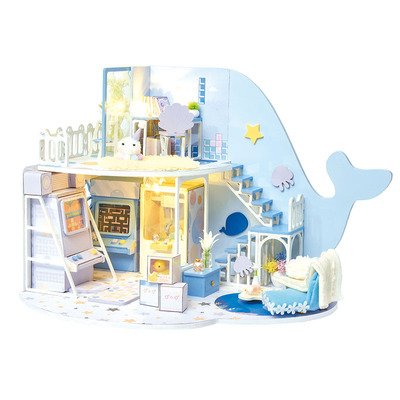 知我微世界木质手工拼装小房子