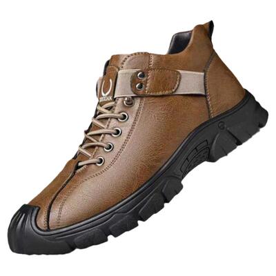 蜻蜓牌男鞋真皮加绒雪地靴棉鞋