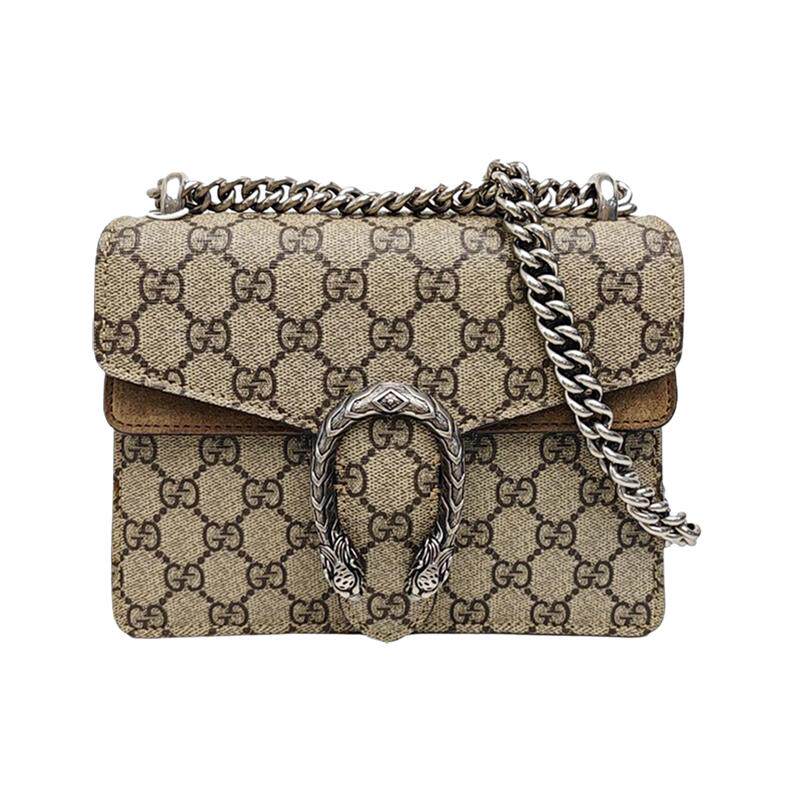 【自营】Gucci/古驰中古98新GUCCI米色老花虎头酒神小号/Dionysus