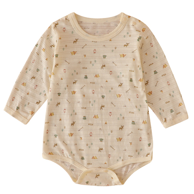 2件装A类婴儿长袖哈衣竹节棉薄款