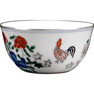 容山堂固德公鸡主人杯大明成化斗彩鸡缸杯景德镇陶瓷手绘品茗茶具