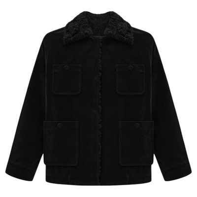 定制硬麂皮长毛羊毛绒里外套