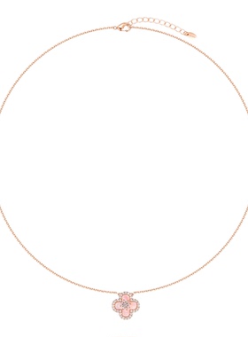 阿吉豆女款设计师幸运四叶草项链