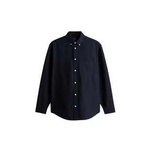 HM男装衬衫冬季时尚休闲长袖翻领纽扣领通勤牛津衬衣上衣1257417