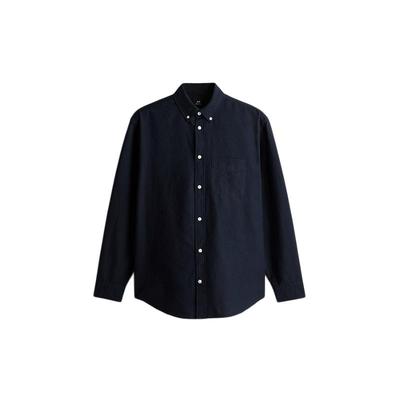 HM男装衬衫冬季时尚休闲长袖翻领纽扣领通勤牛津衬衣上衣1257417