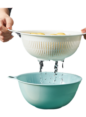 双层洗菜篮沥水盆网红塑料淘菜筐
