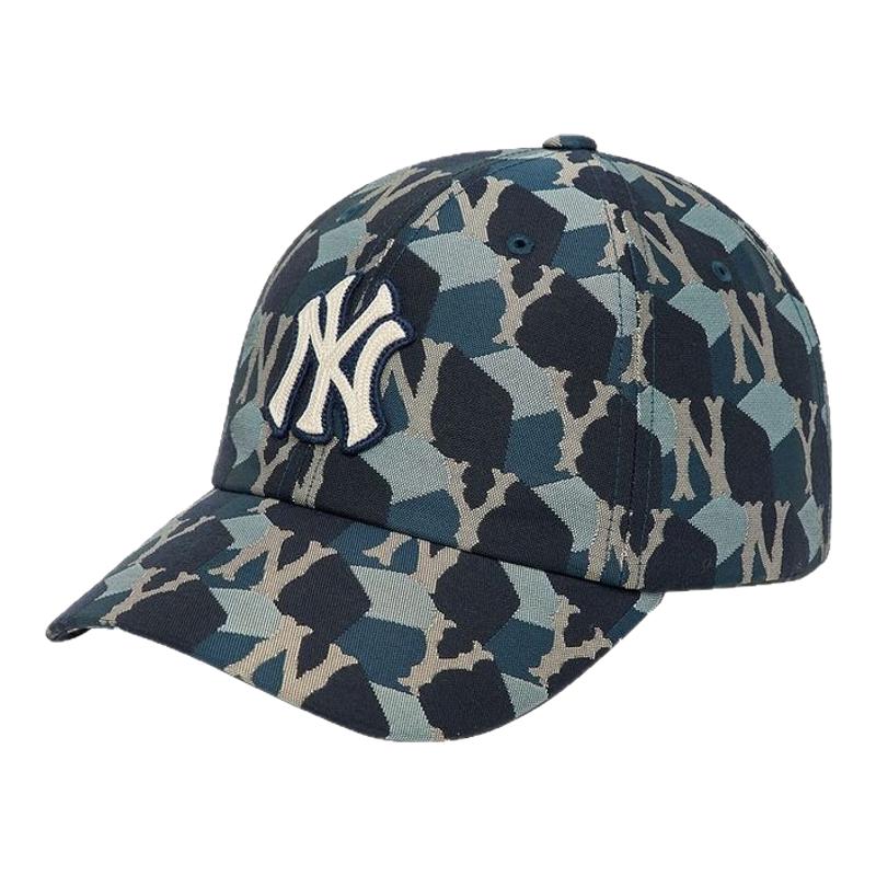 MLB棒球帽男女NY刺绣标几何撞色迷彩老花情侣运动鸭舌帽3ACPM212N