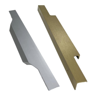 铜拉丝黑金灰色隐形免开槽封边橱衣柜门长封顶通体拇指F型把拉手