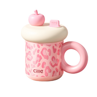 希乐吸管保温杯女生高颜值马克杯生日礼物桌面水杯办公室咖啡杯子