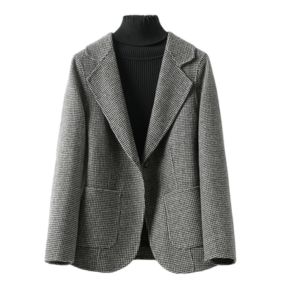 毛呢西装外套女短款西服羊绒大衣