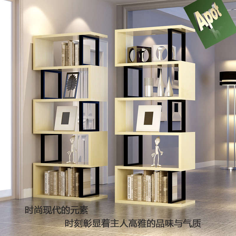 简约现代书架简易书柜铁艺办公室置物架展示客厅落地隔断书房储物