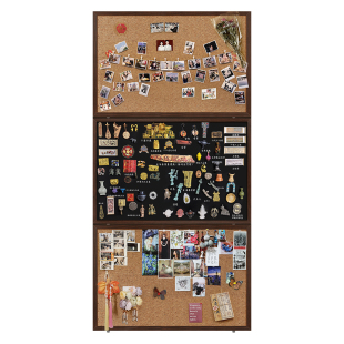 brandland/贝来云极复古黑板软木板组合照片墙客厅创意diy背景板磁吸冰箱贴收纳展示板高级感客厅相片展示墙