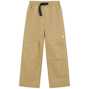 特步童装儿童户外加绒裤男童伞兵裤2025秋冬新款大童保暖运动裤子