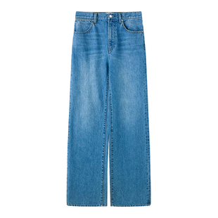 因由 新款美式复古经典百搭休闲直筒裤高腰显瘦阔腿牛仔裤女