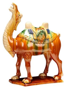 唐三彩陶瓷骆驼雕塑摆件文创产品