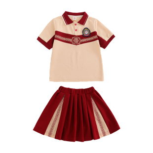 小学生校服春夏季男女童复古洋气短袖幼儿园班服学院运动服四件套