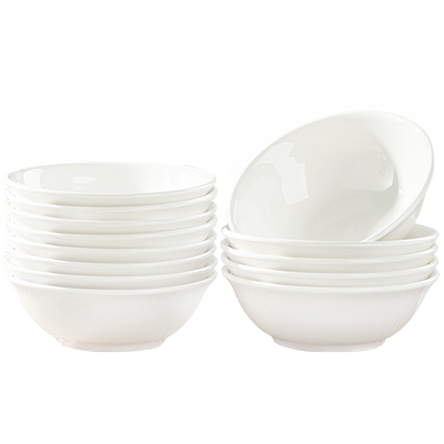 若岚陶瓷纯白简约家用釉下彩斗碗