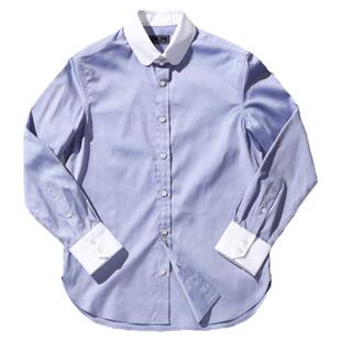 艾比路AW英式复古原创牧师扣袢领高级长绒棉免烫长袖衬衫