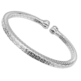 南瓜头银手镯女9999纯妈妈款铜钱蒜女士年轻款银镯子生日礼物实心