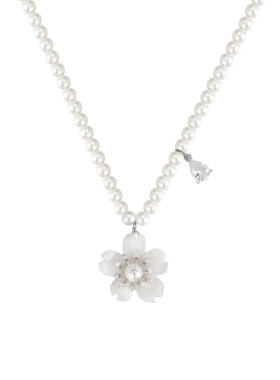 原创奢精致高级感时尚ins淑女风白色花朵珍珠项链女气质轻锁骨链