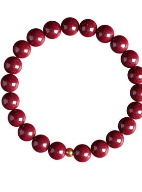 999足金绿松石朱砂手链