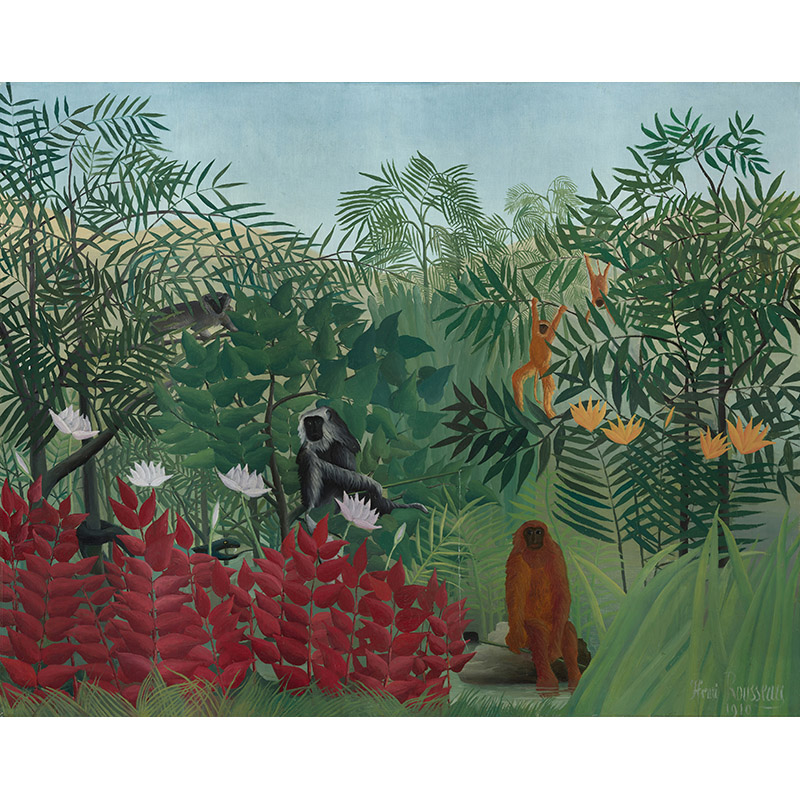 有猴子的热带森林亨利·卢梭高清油画原版作品图片素材