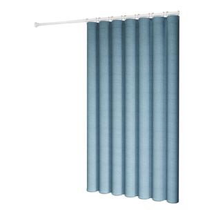 北欧纯色仿亚麻浴帘卫生间加厚防水窗帘洗澡间隔断帘淋浴帘免打孔