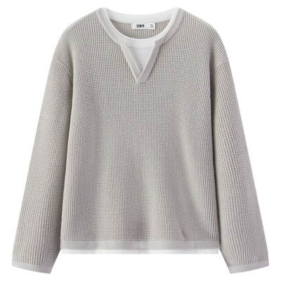 森马针织衫内搭假两件V领毛衫男