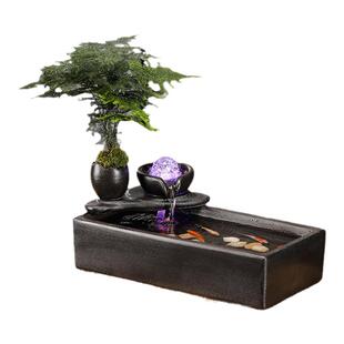 中式家居客厅招财流水摆件循环水茶台办公室桌面装饰乔迁开业礼物