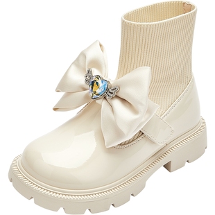 巴拉巴拉女童靴子中大童宝宝公主鞋子秋冬季新款童鞋袜靴儿童中筒