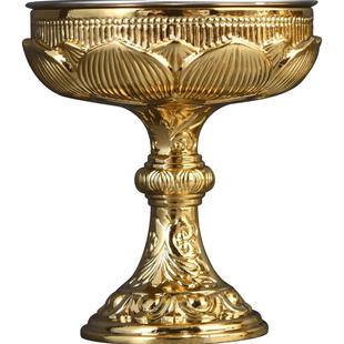 烟波 日本高冈铜器 24K镀金 莲花供器(对) 供具 瑞