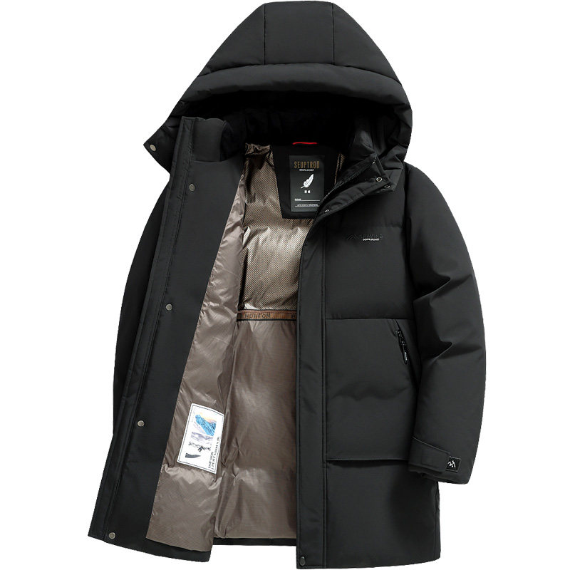 雪中飞极寒中长连帽可拆卸羽绒服