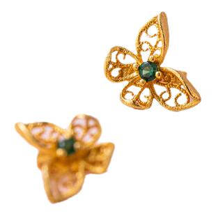 S925纯银精工古法金古风蝴蝶旗袍扣子DIY饰品配件扣头搭扣压襟扣