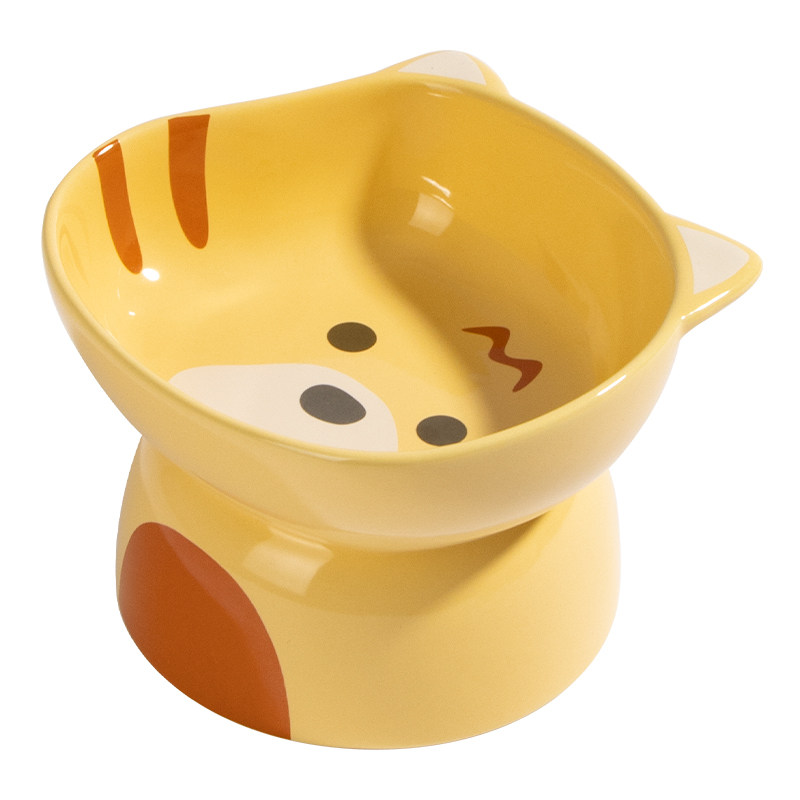 派派猫陶瓷猫碗猫粮碗高脚猫食盆保护颈椎防打翻猫狗喝水碗宠物碗