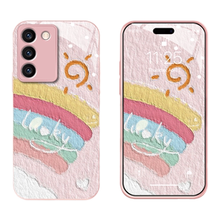 适用于vivos16手机壳s16pro保护套vivos16e简约s12新款vivos10个性创意s9幸运彩虹vivos15金漆玻璃Y77e高级感