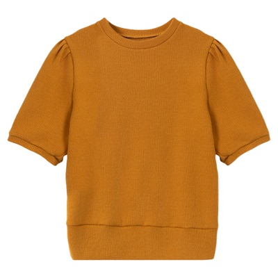 司童 栀子果黄针织短袖女秋冬新款半袖内搭外穿打底衫上衣T恤