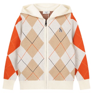 【新年】hazzys哈吉斯童装男童毛衣2025秋新开身线衣连帽针织衫