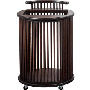 中式办公圆形小茶柜烧水壶一体桶装水置物架可移动泡茶桌边柜架子