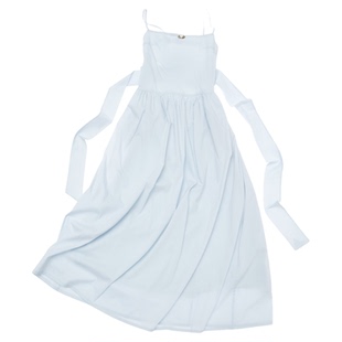 银河万岁“婴儿蓝”100%天然棉蝴蝶结「仙女裙」层次感吊带长裙女