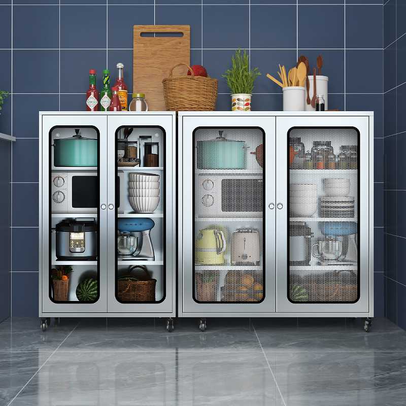304不锈钢家用厨房碗柜餐边柜活动收纳柜子 餐厅储物柜厨房置物柜