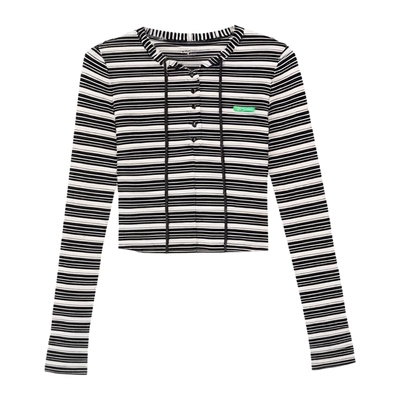 a02休闲百搭撞色连帽短款T恤