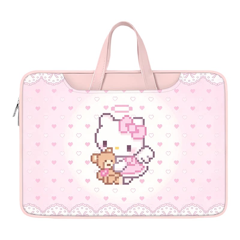 朵程粉色小猫笔记本电脑包女
